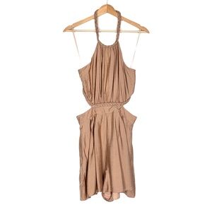 Chrysanthemum Romper Tan Cut Out Braided Halter Top Size Medium